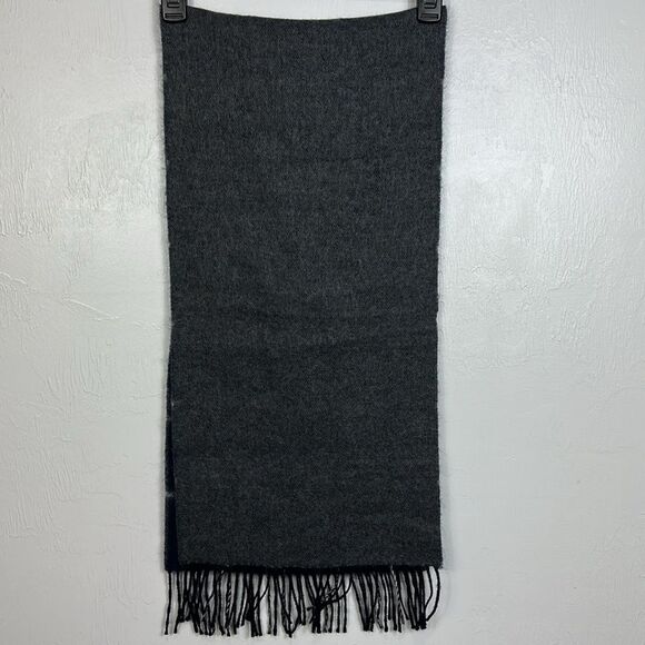 Christian Dior Monsieur Merino Wool Windowpane Fringe Trim Scarf - Picture 3 of 5